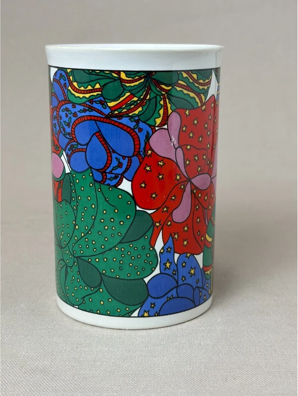 Vintage Psychedelic Floral Coffee Mug Mod Pop Art Colorful Ceramic Tea Cup 10oz